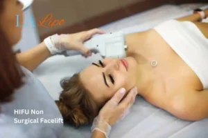 Woman having Hi-Fu to reduce wrinkles Enfield Lock.