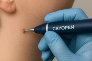 Person receiving skin tag removal Enfield Lock